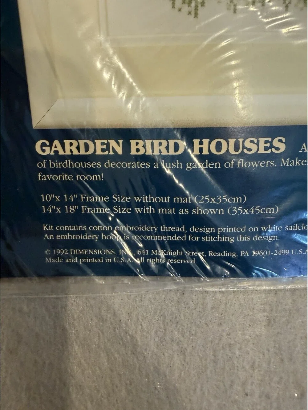 Sunset Stamped Cross Stitch Garden Bird Houses New Sealed